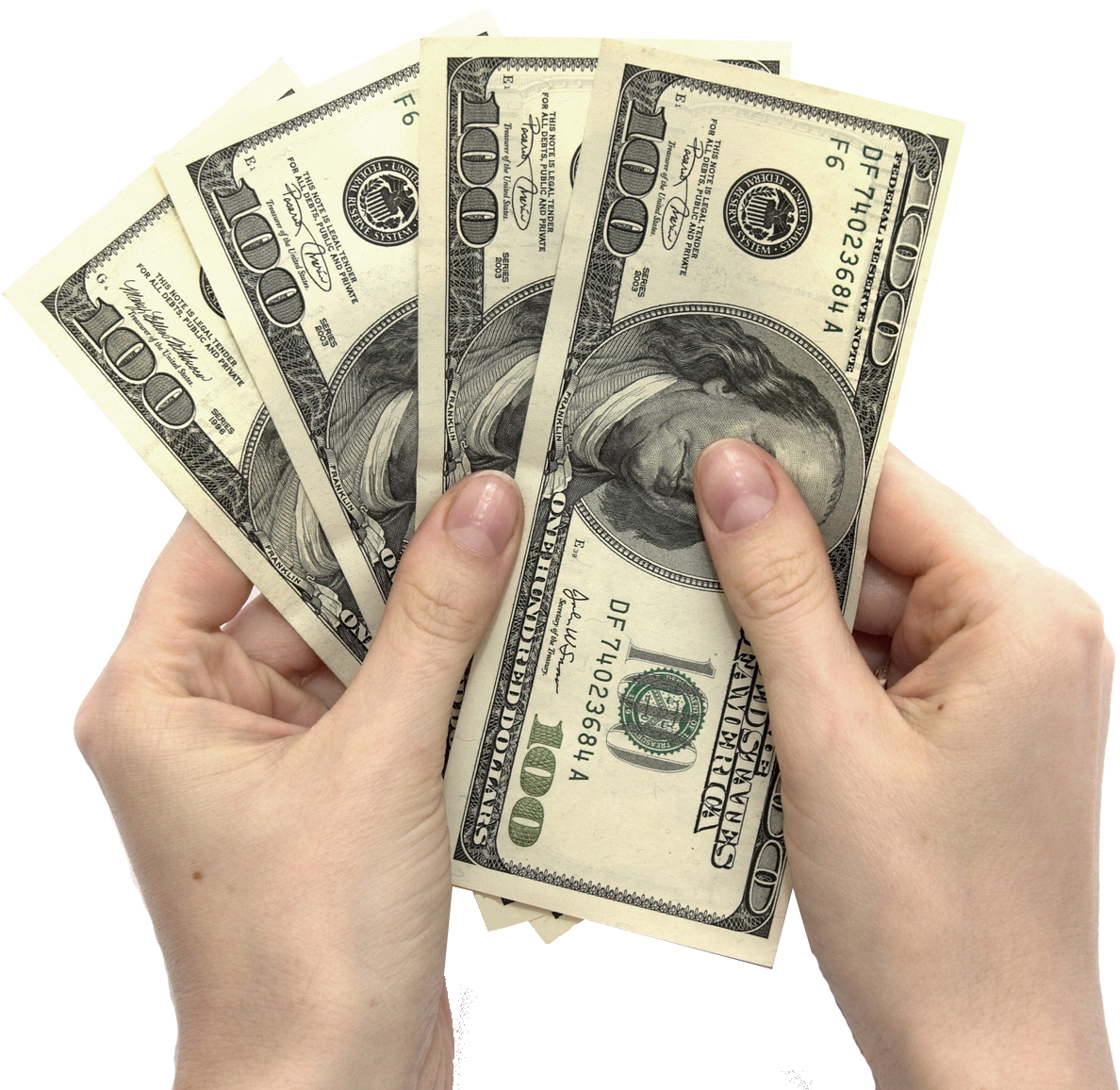 Hand Holding Hundred Dollar Bills PNG Image