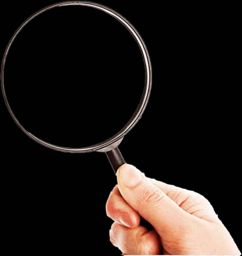 Hand Holding Magnifying Glass PNG Image