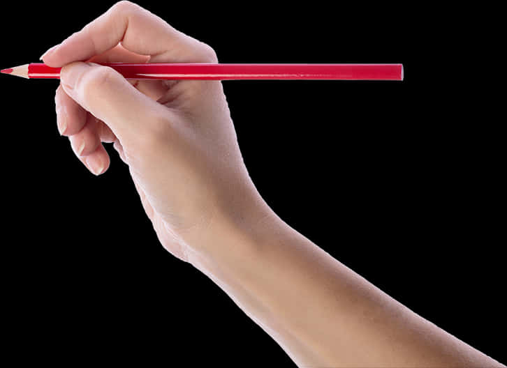 Hand Holding Red Pencil PNG Image