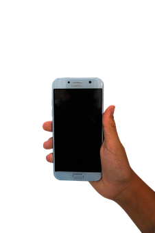 Hand Holding Smartphone Black Background PNG Image