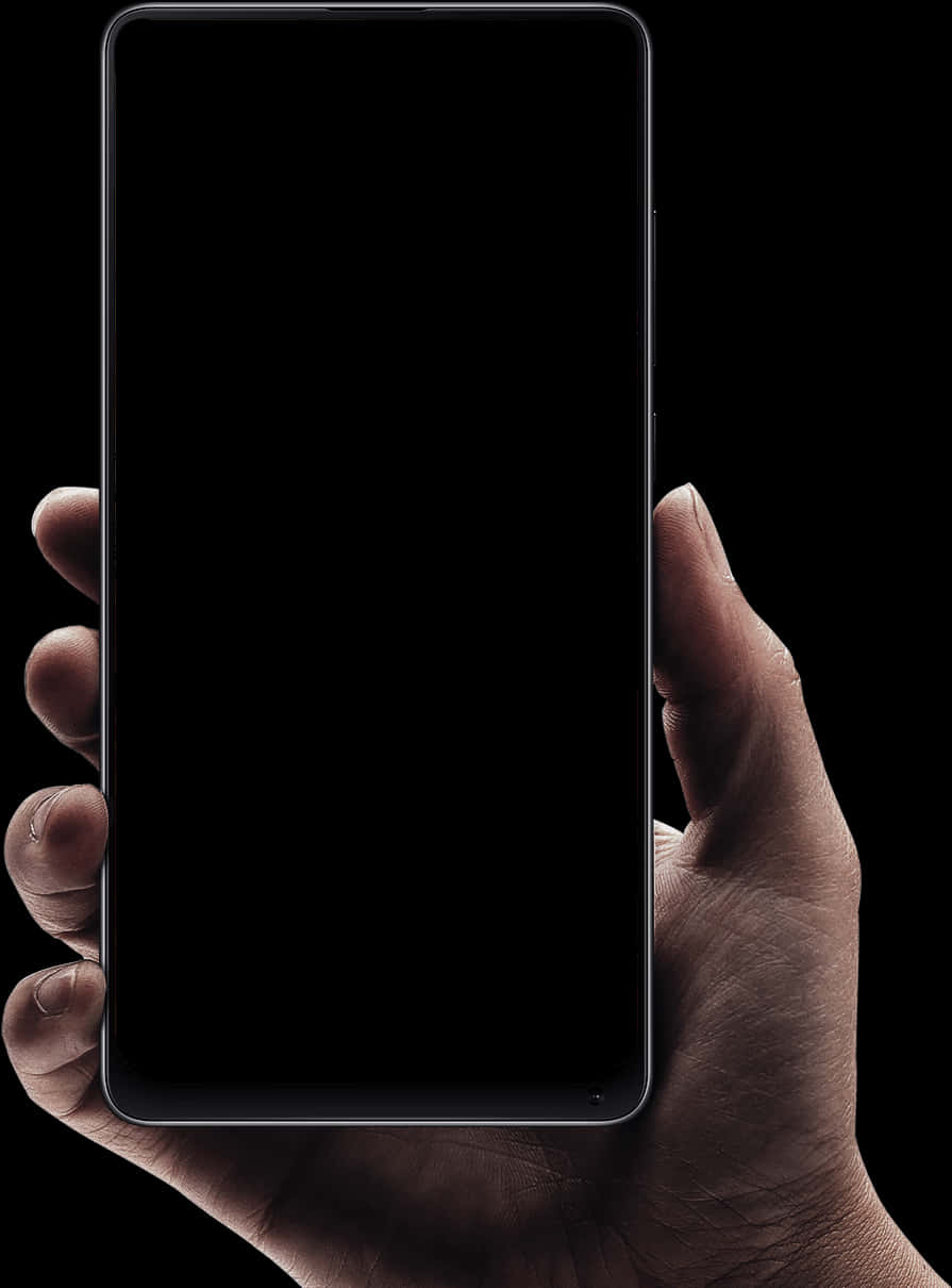 Hand Holding Smartphone Black Background PNG Image