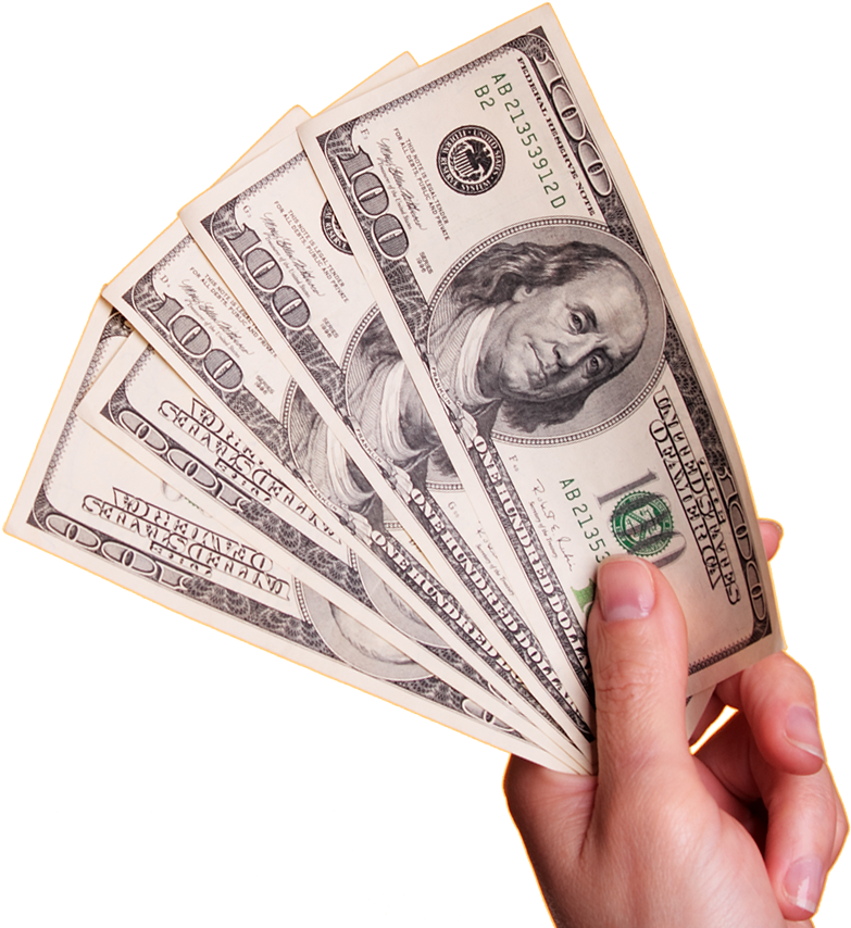 Hand Holding U S Hundred Dollar Bills PNG Image