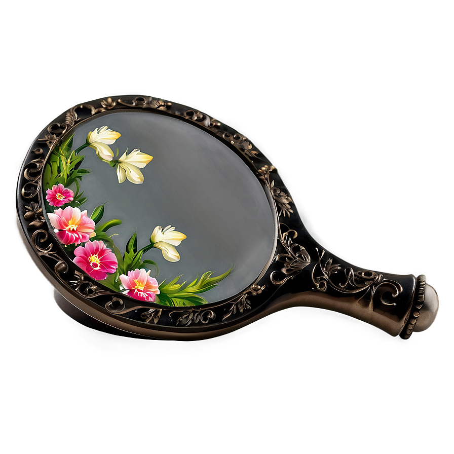 Hand Mirror With Flowers Png Gmo PNG Image