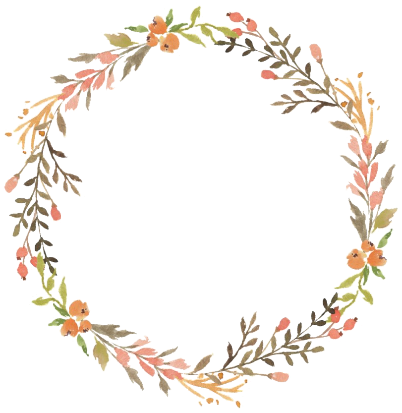 Hand Painted Floral Wreath PNG Image