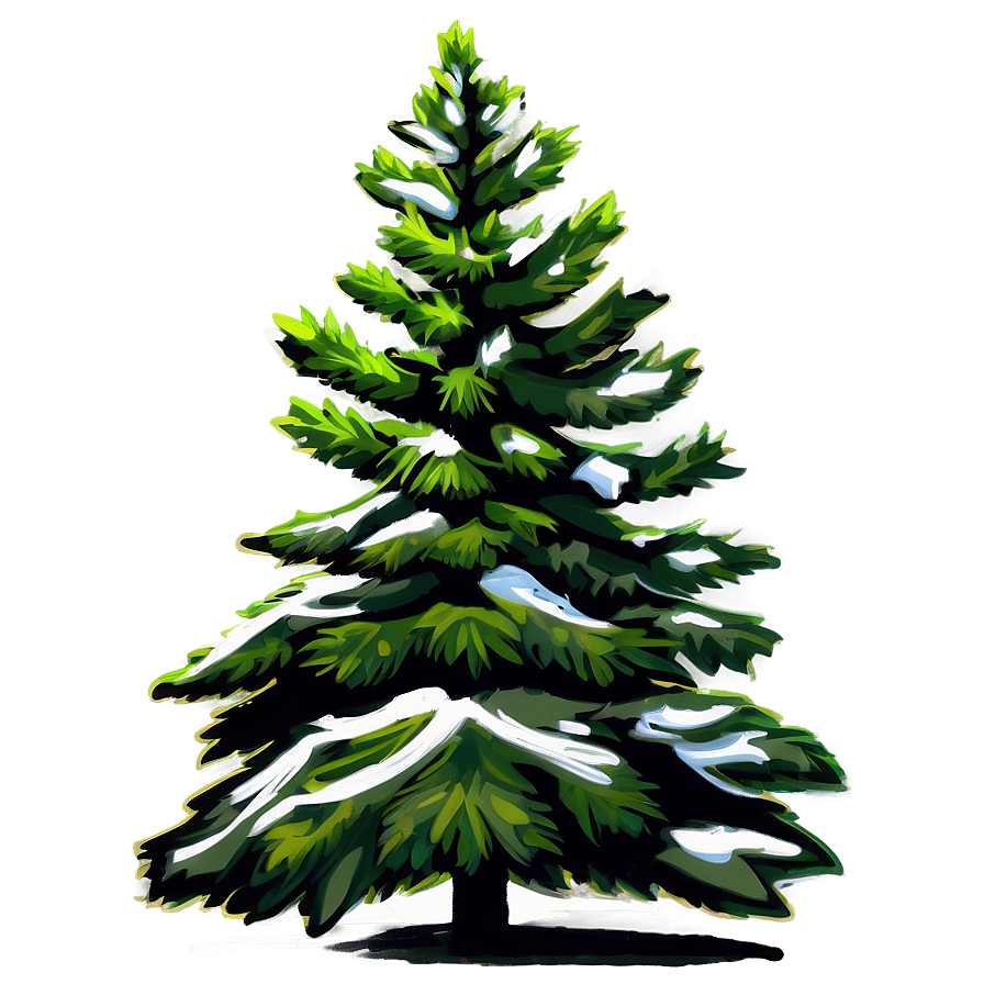 Hand-painted Spruce Tree Png Qov PNG Image