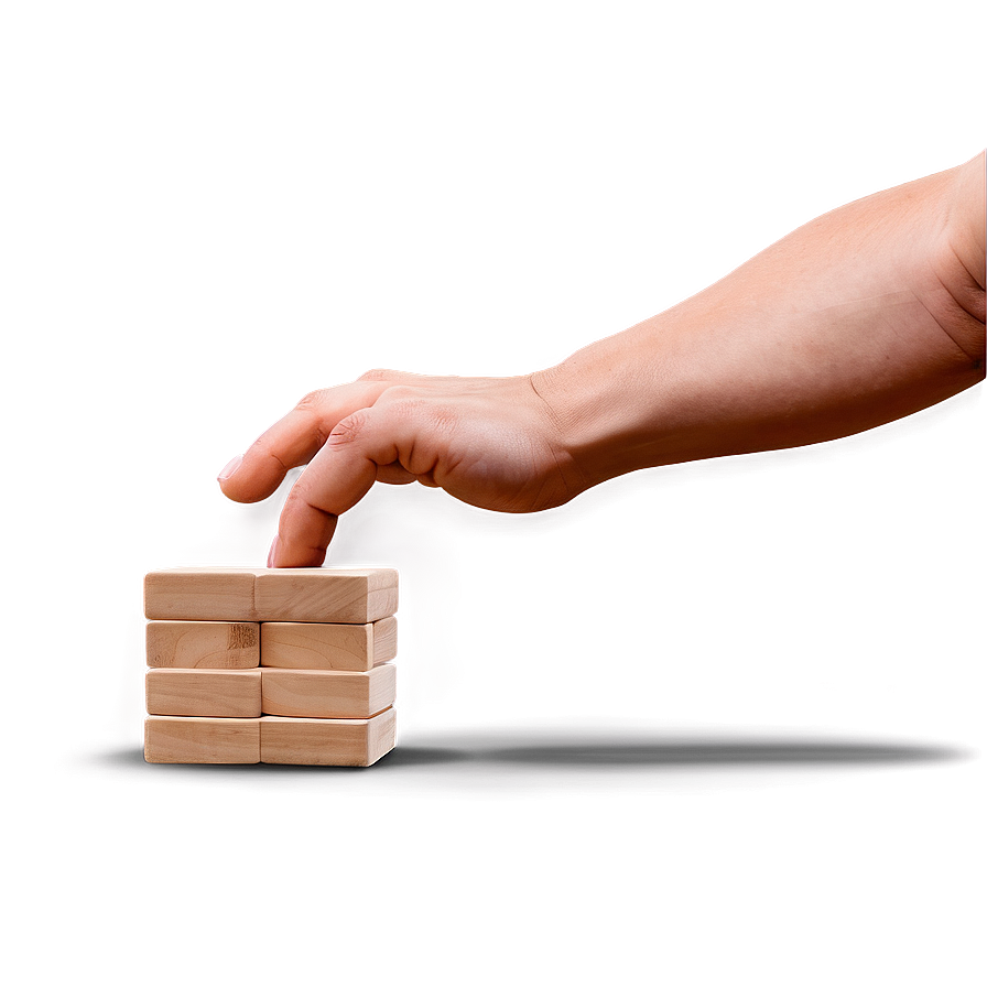 Hand Placing Jenga Block Png Rmr PNG Image