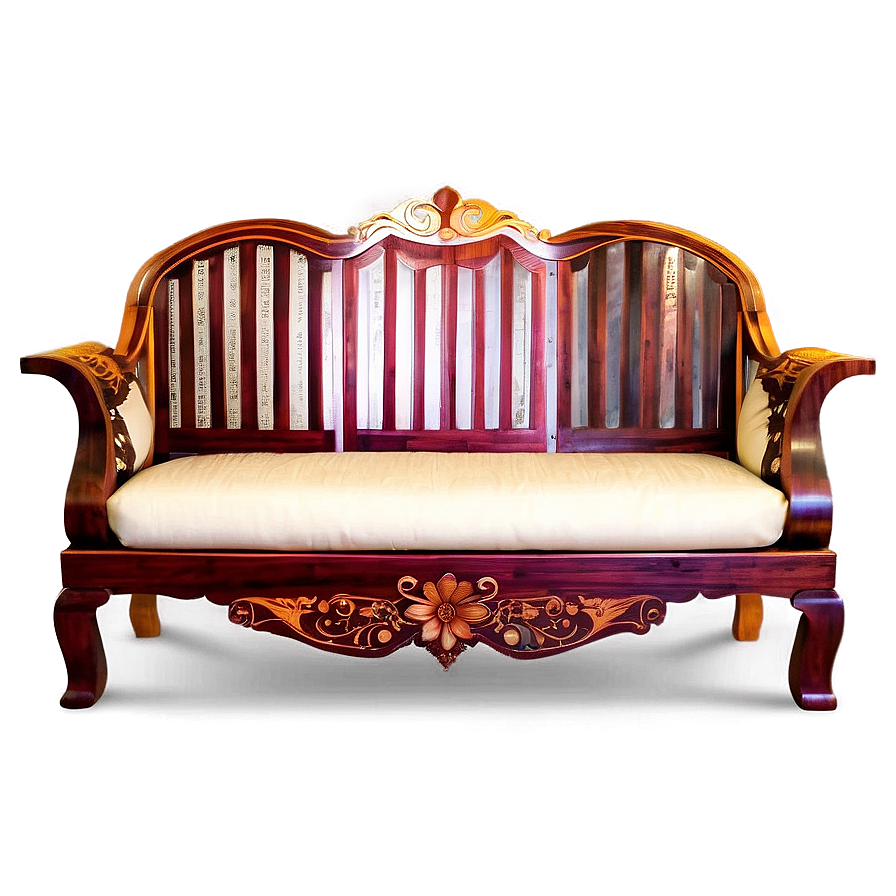 Handcrafted Wooden Sofa Png 60 PNG Image