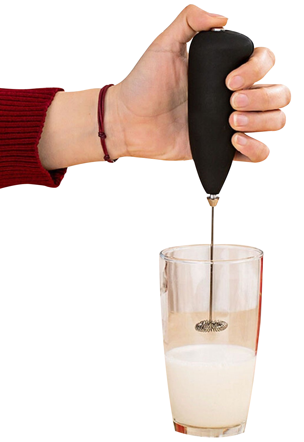 Handheld Milk Frotherin Action PNG Image