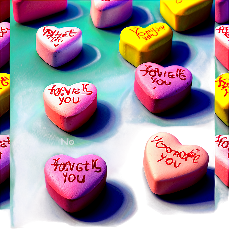 Handwritten Conversation Hearts Png 06282024 PNG Image