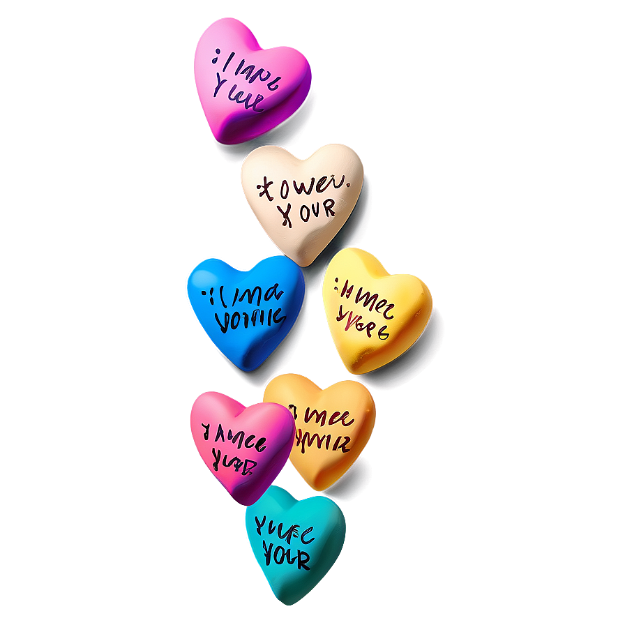 Handwritten Conversation Hearts Png Npv PNG Image