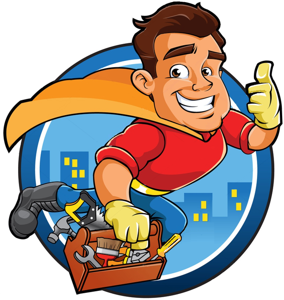 Handyman Cartoon Character With Tools PNG Image