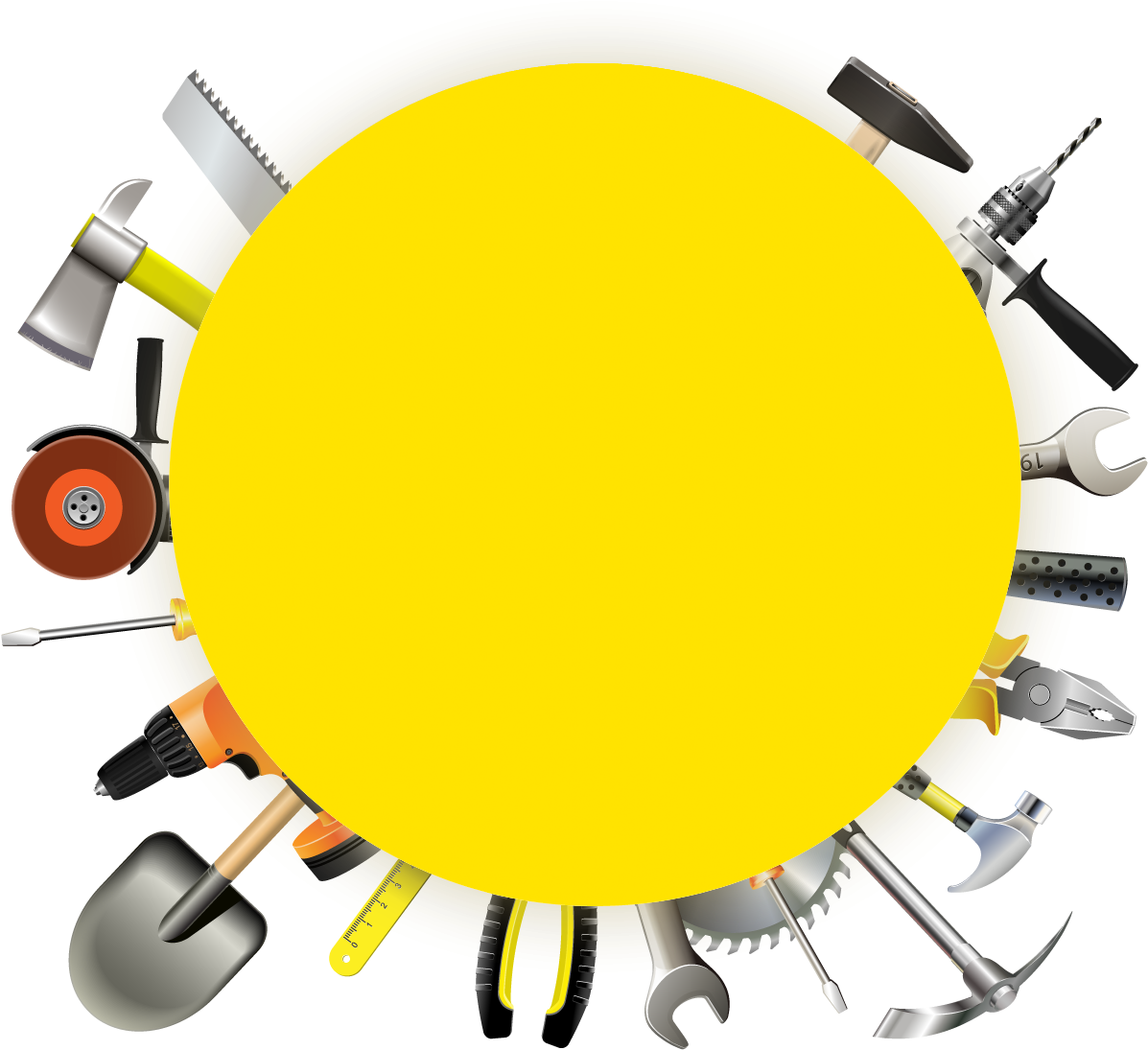 Handyman Tools Circle Banner PNG Image