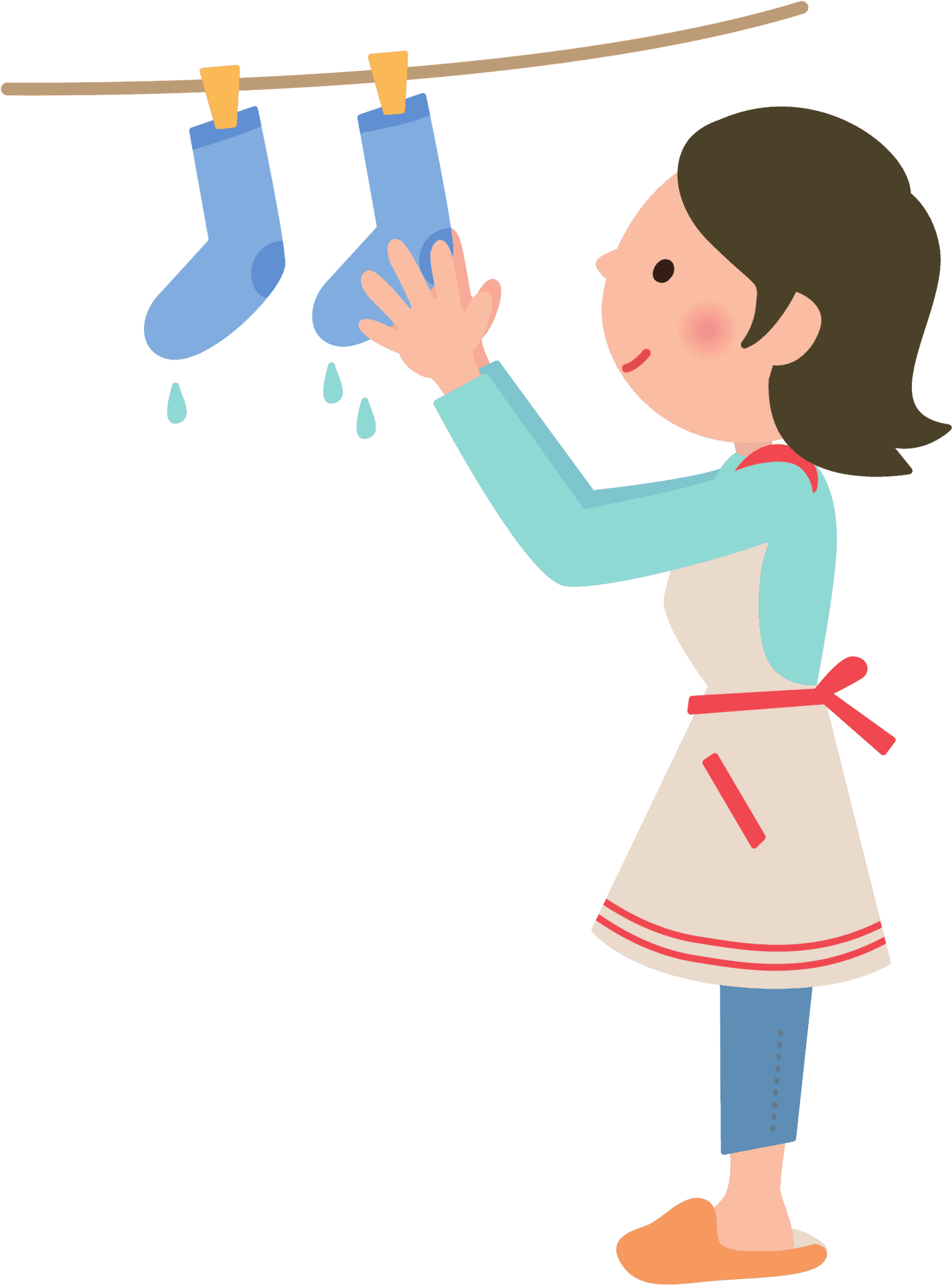 Hanging Wet Socks Cartoon PNG Image