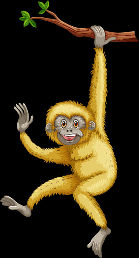 Hanging Yellow Monkey Cartoon PNG Image