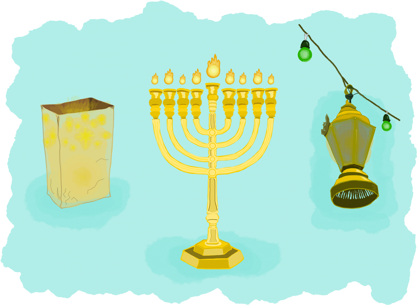 Hanukkah Menorahand Dreidel Illustration PNG Image