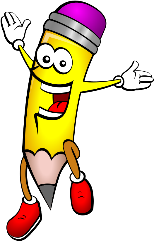 Happy Animated Pencil Clipart PNG Image