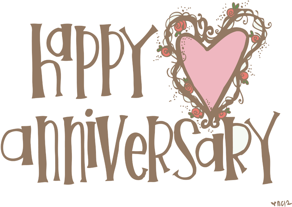 Happy Anniversary Heart Design PNG Image