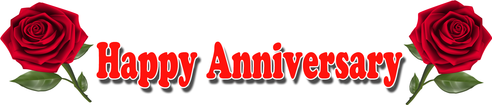 Happy Anniversary Red Roses Banner PNG Image