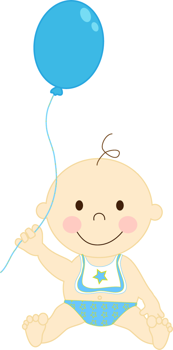 Happy Baby With Blue Balloon PNG Image