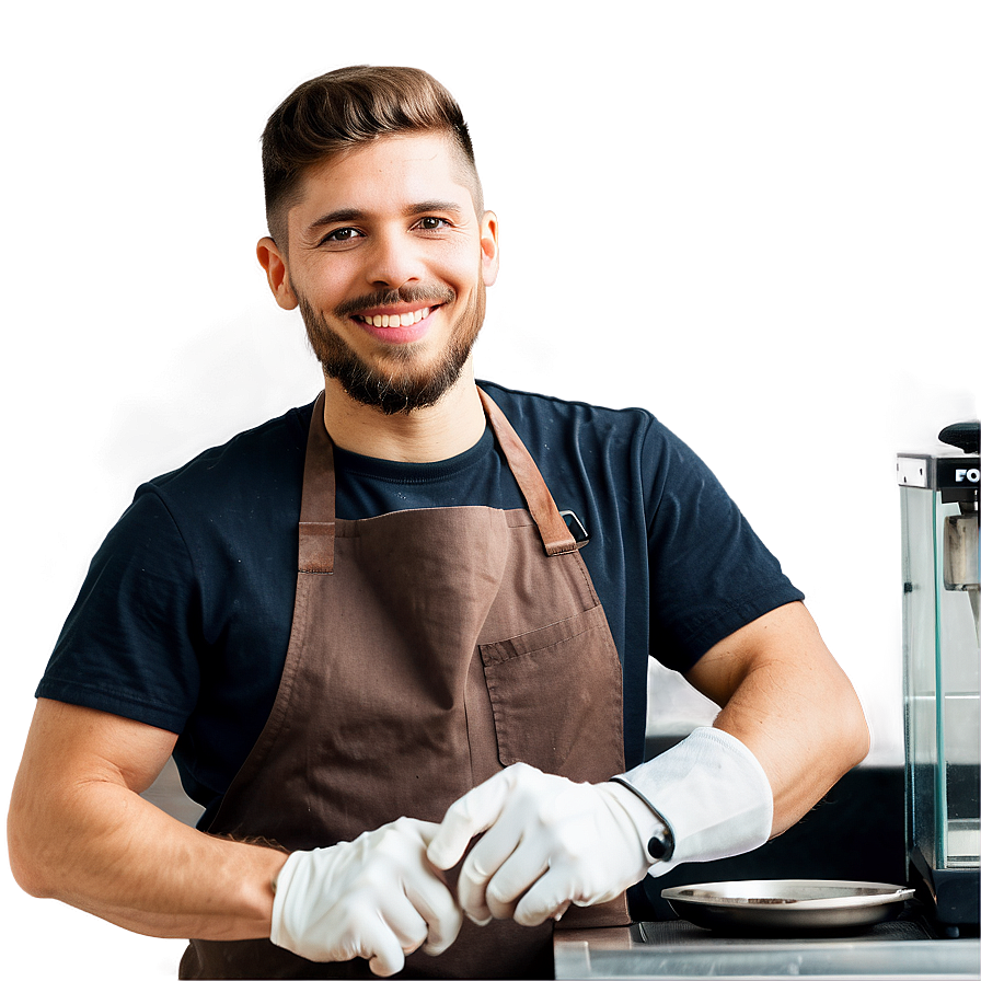 Happy Barista Working Png Eqm PNG Image