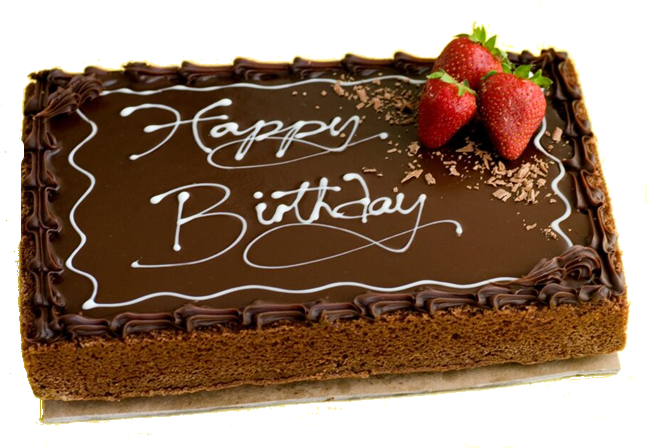 Happy Birthday Chocolate Cakewith Strawberries PNG Image