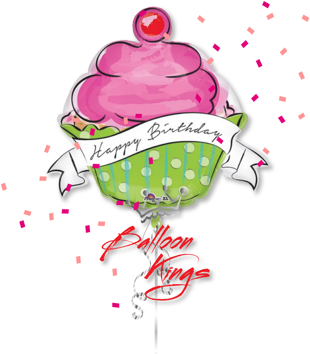 Happy Birthday Cupcake Balloon PNG Image