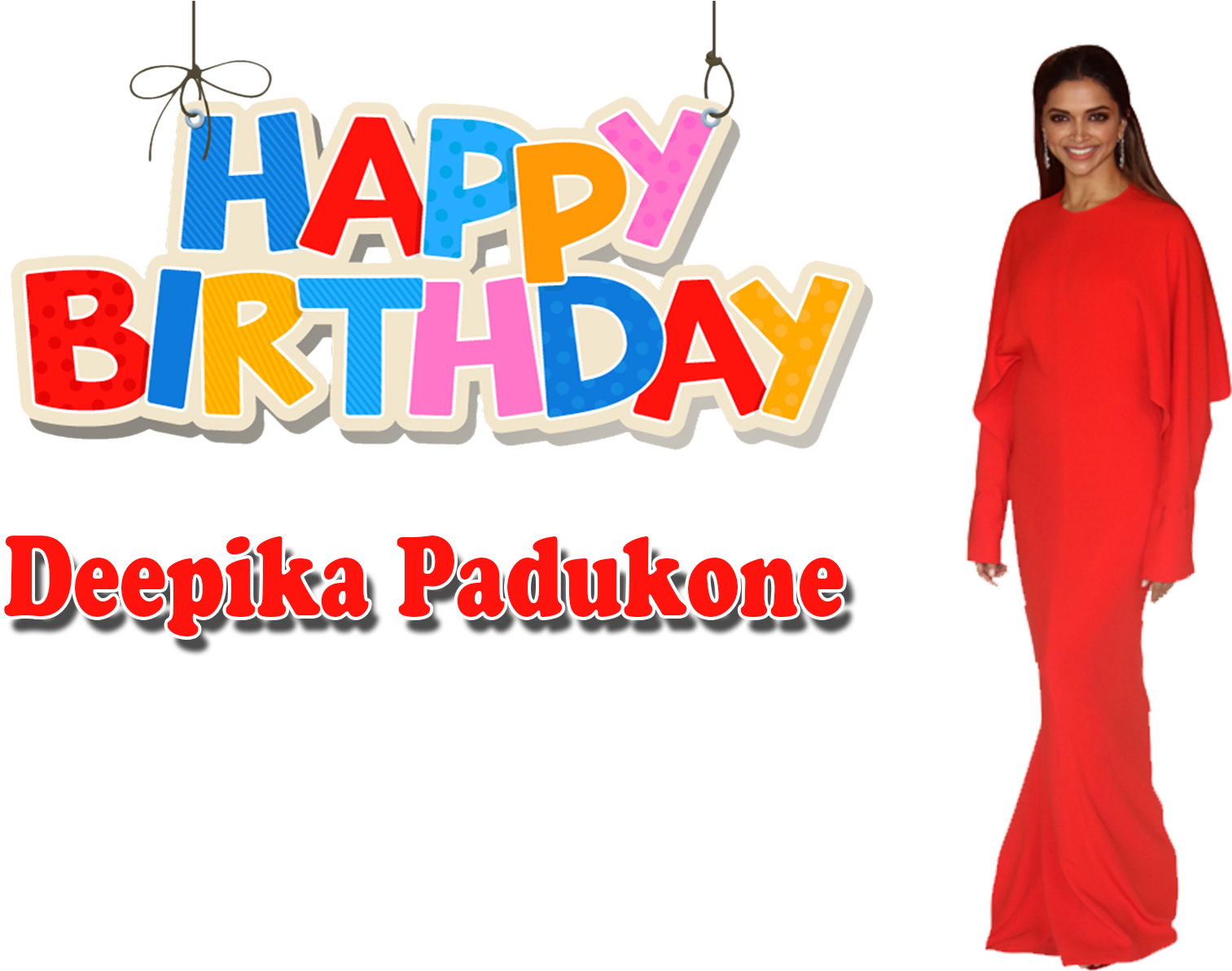 Happy Birthday Deepika Padukone Celebration PNG Image