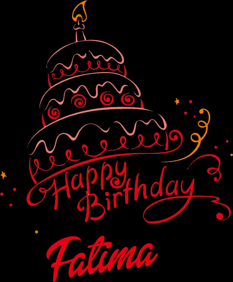 Happy Birthday Fatima Cake Illustration PNG Image