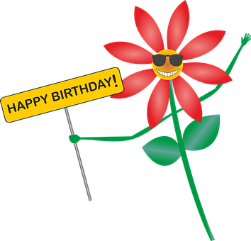 Happy Birthday Flower Celebration PNG Image