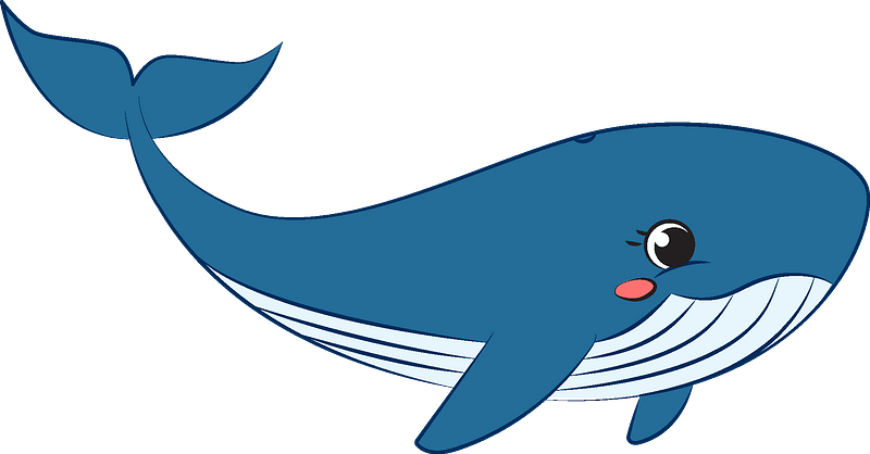 Happy Blue Whale Cartoon PNG Image