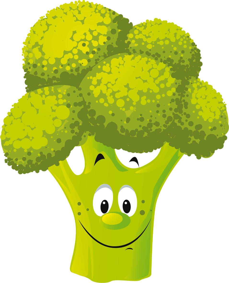 Happy Broccoli Character PNG Image