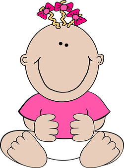 Happy Cartoon Baby Girl Illustration PNG Image