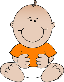 Happy Cartoon Baby Sitting PNG Image