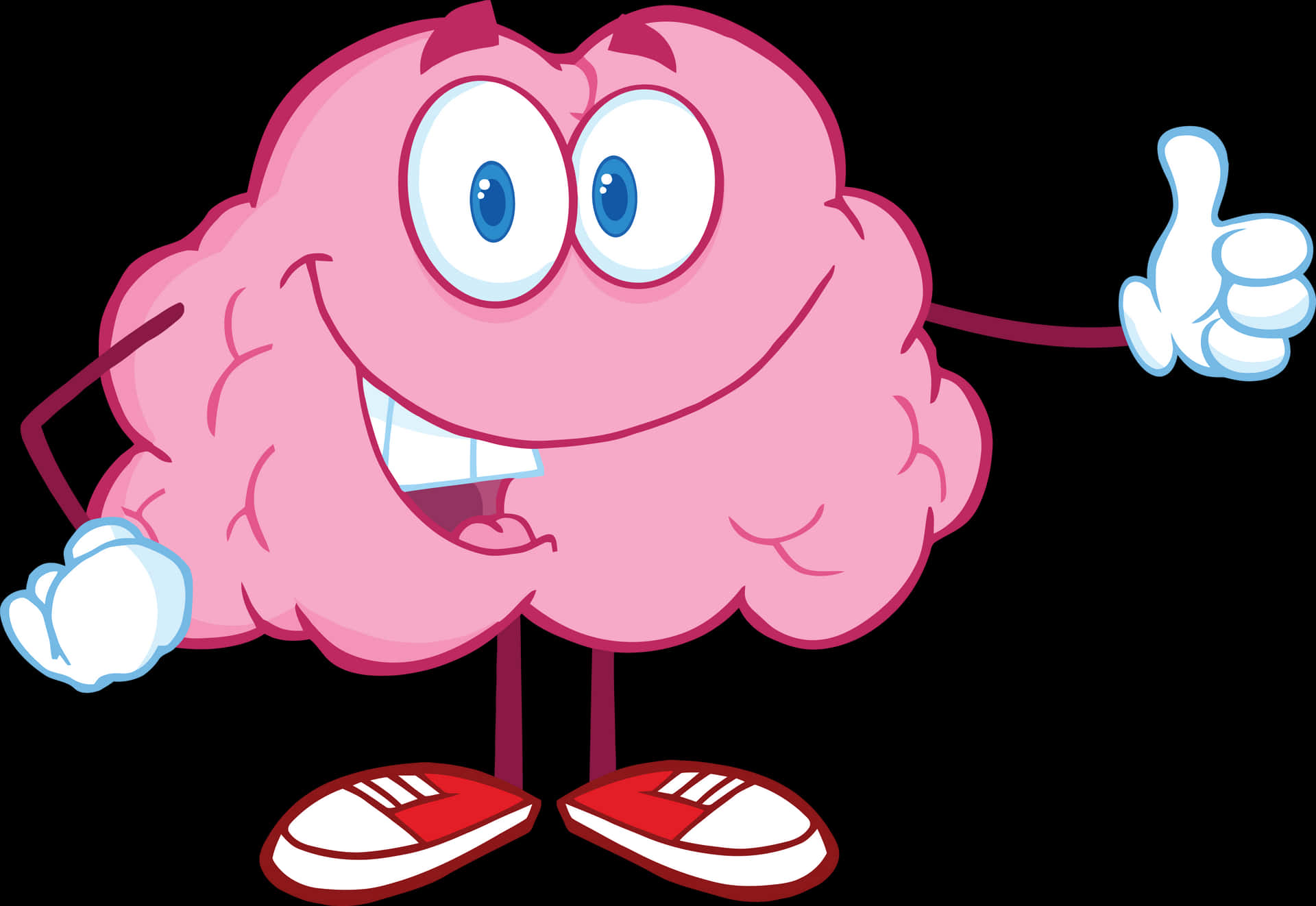 Happy Cartoon Brain Character PNG Image