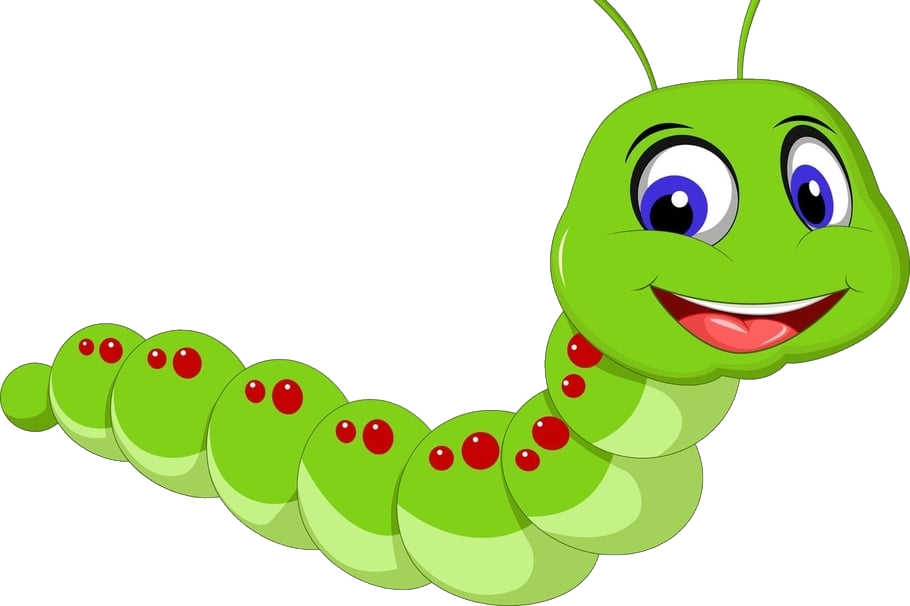 Happy Cartoon Caterpillar PNG Image