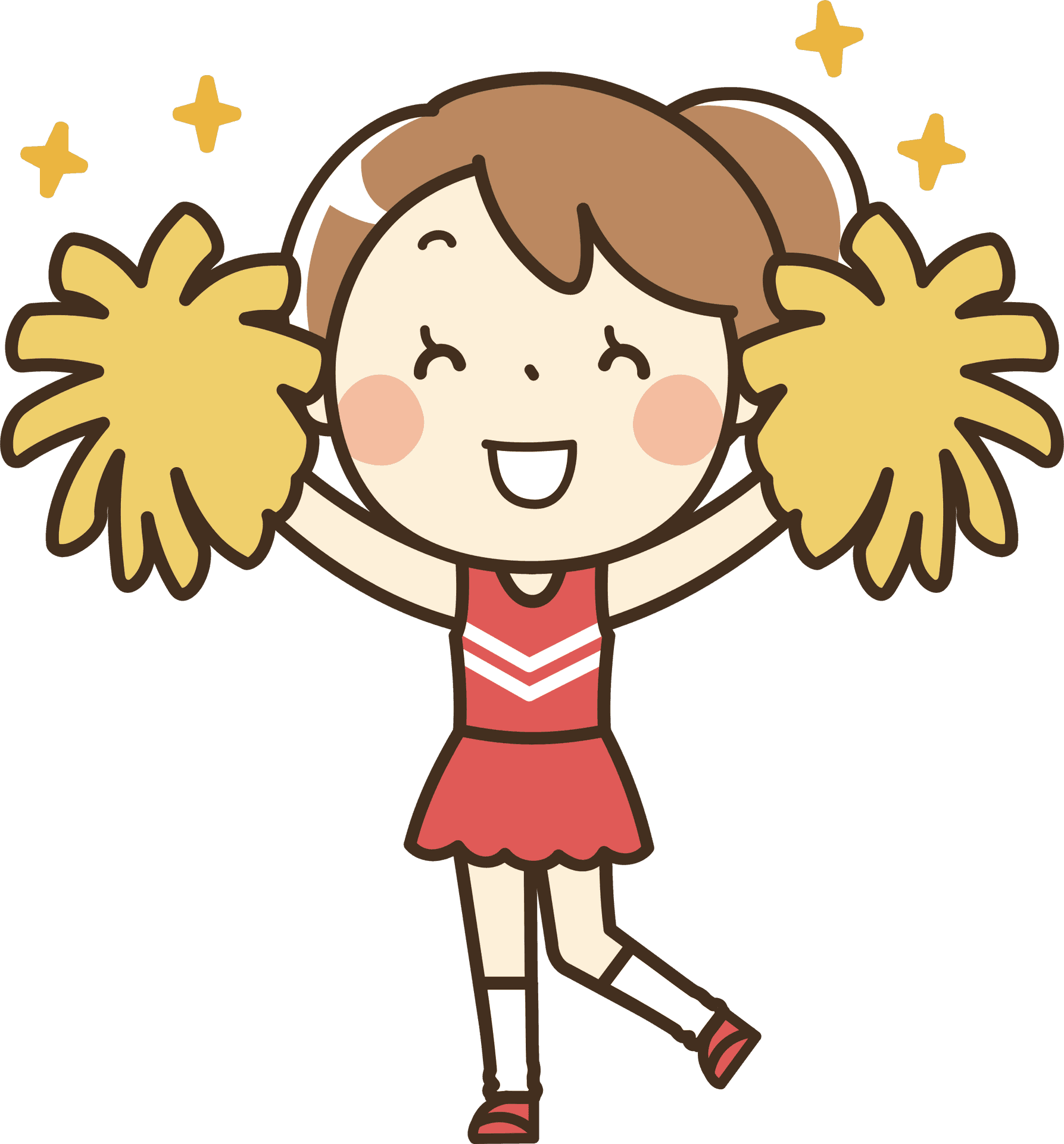 Happy Cartoon Cheerleader PNG Image