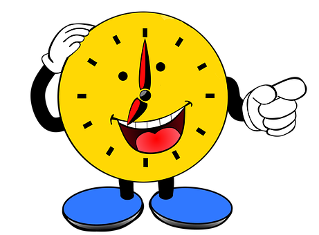 Happy Cartoon Clock Character PNG Image