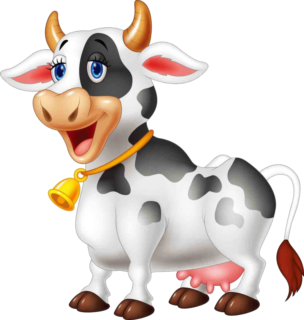 Happy Cartoon Cow Illustration PNG Image