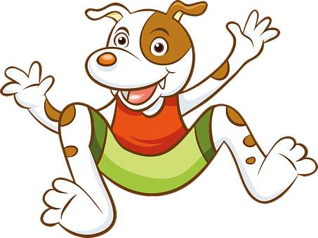 Happy Cartoon Dog Jumping PNG Image