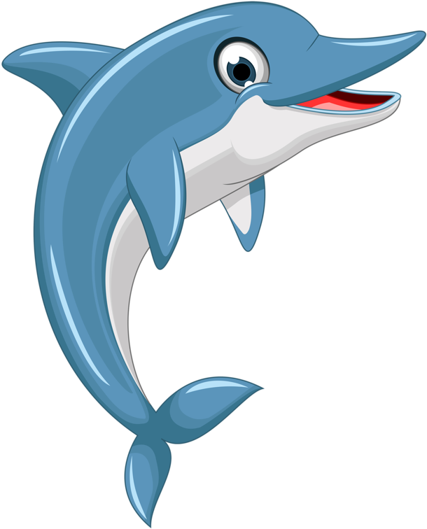 Happy Cartoon Dolphin PNG Image