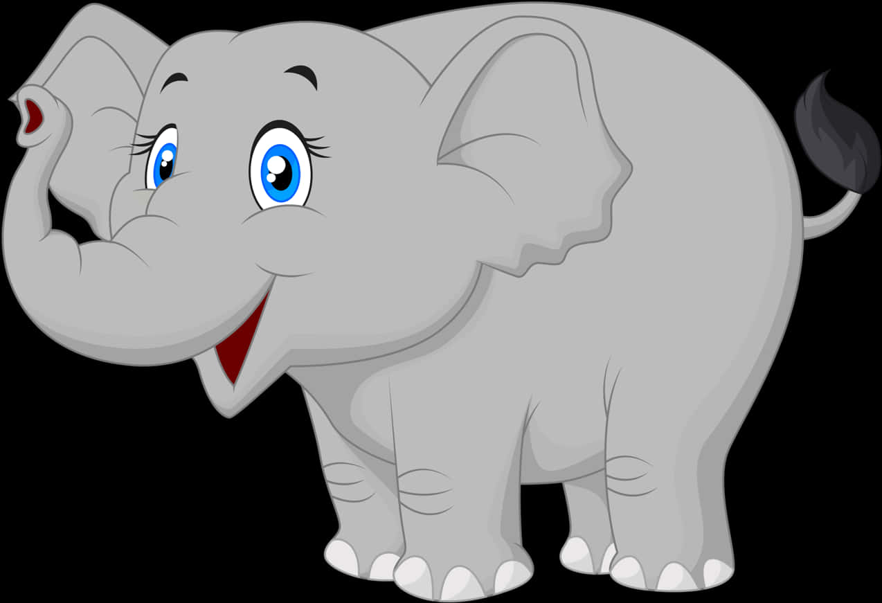 Happy Cartoon Elephant PNG Image