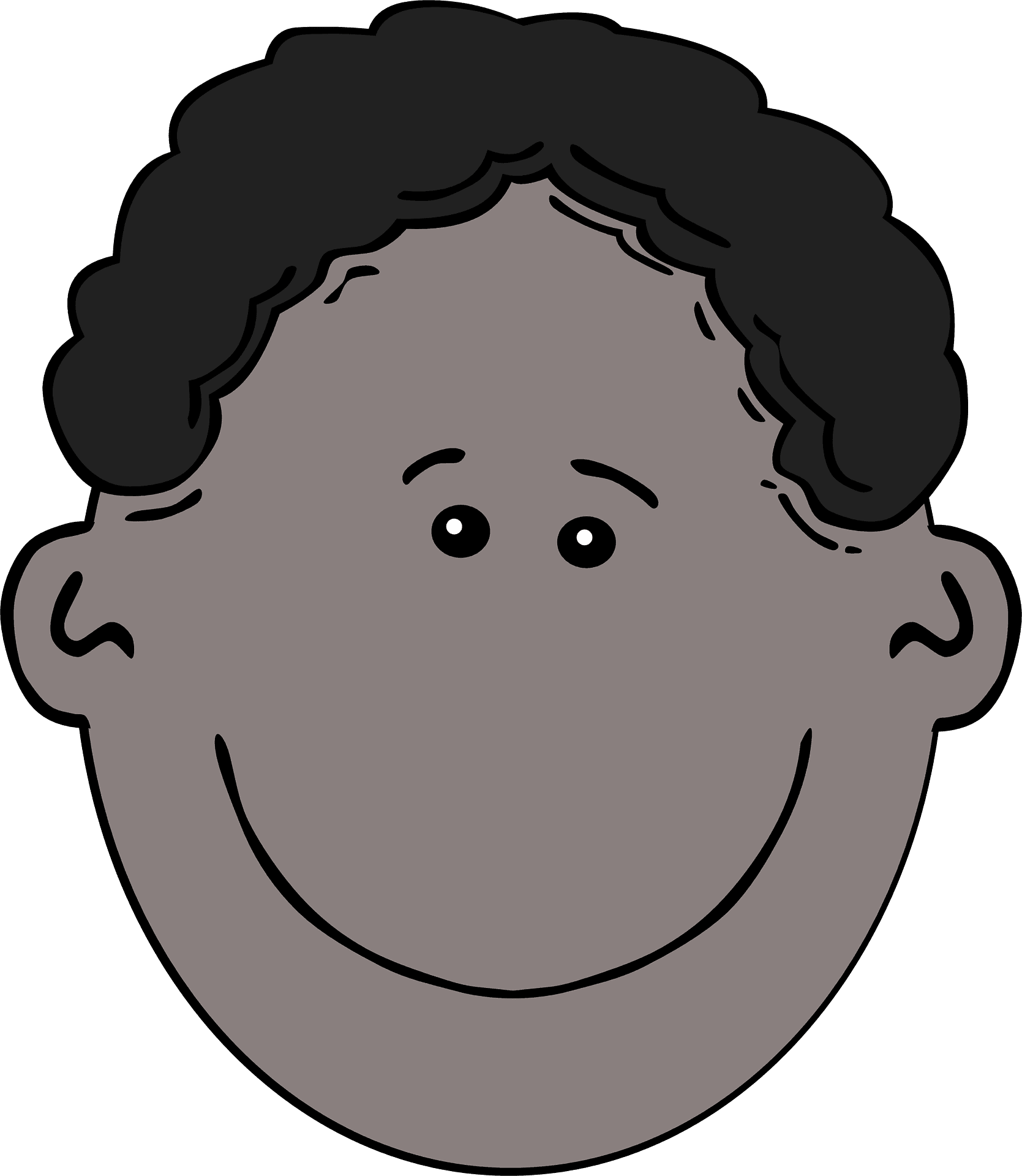 Happy Cartoon Face Curly Hair PNG Image