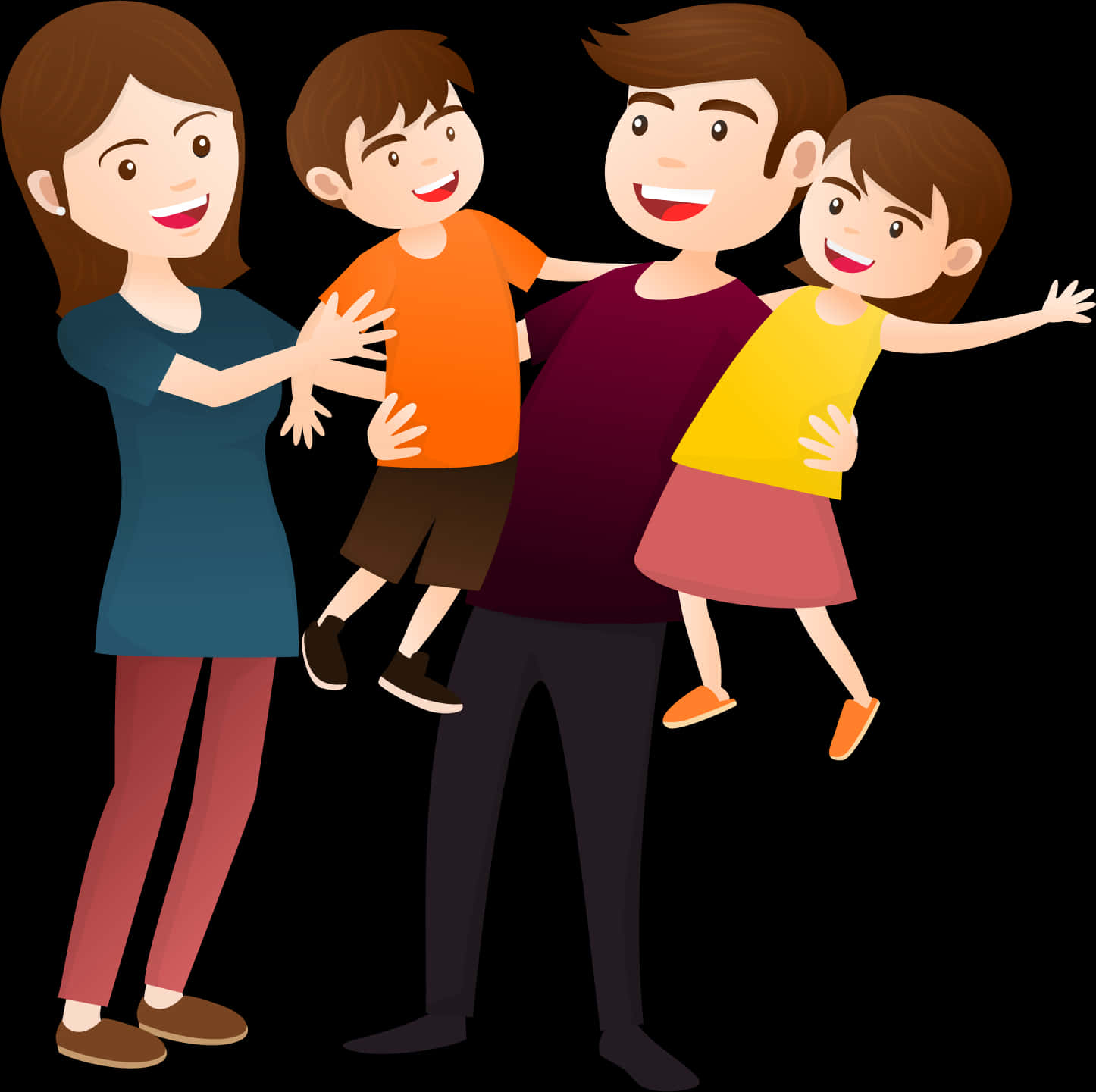 Happy Cartoon Family Illustration PNG Image