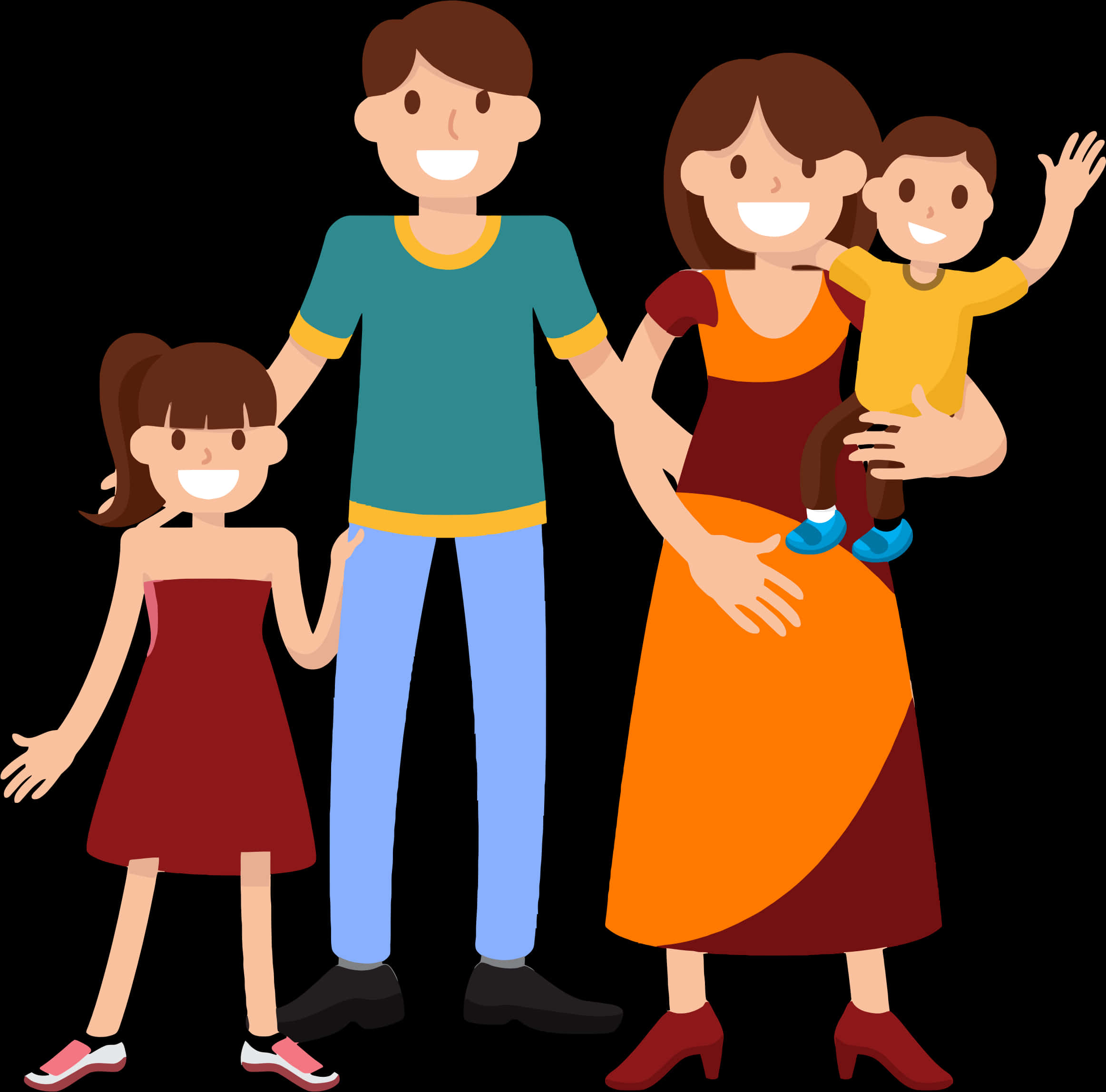 Happy Cartoon Family Illustration PNG Image