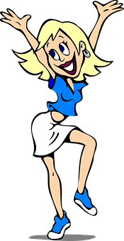 Happy Cartoon Girl Dancing PNG Image