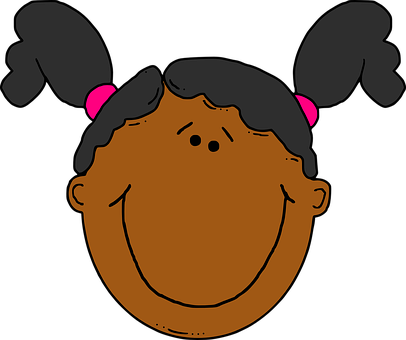 Happy Cartoon Girl Face PNG Image