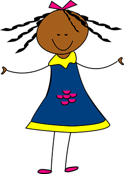 Happy Cartoon Girl Illustration PNG Image