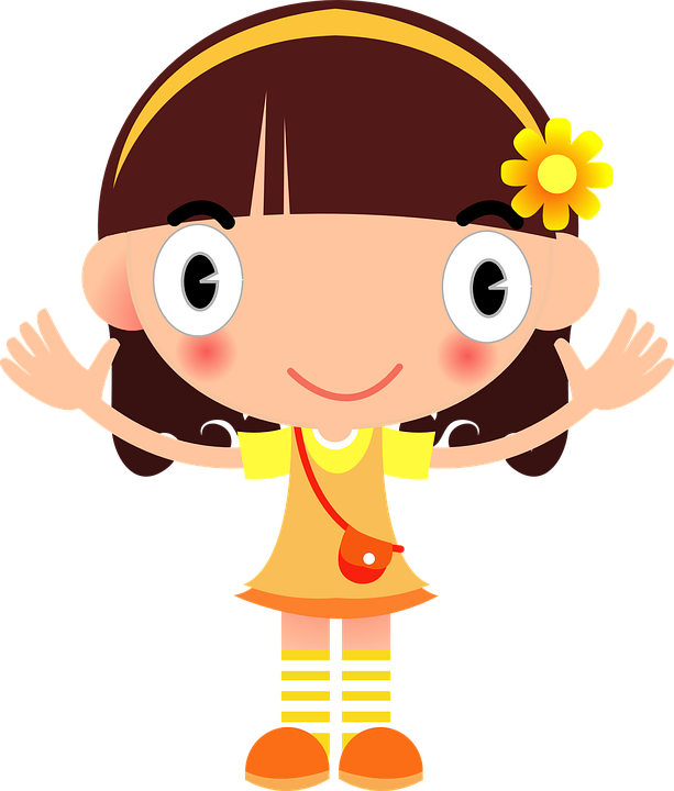 Happy Cartoon Girl Waving PNG Image