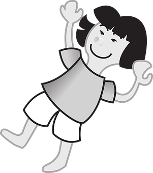 Happy Cartoon Girl Waving PNG Image