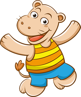 Happy Cartoon Hippo Character PNG Image